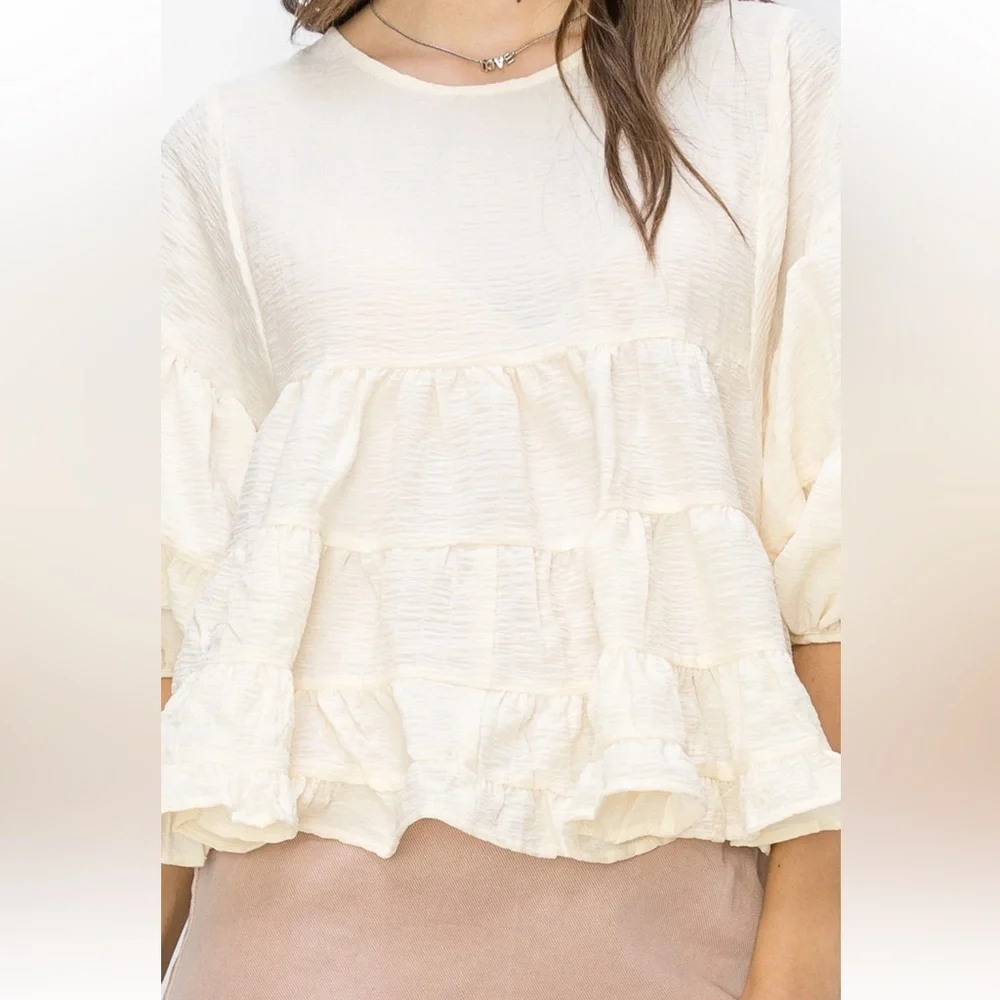 42 BEAUTIFUL SHORT SLEEVE BABYDOLL BLOUSE - Picture 5 of 5